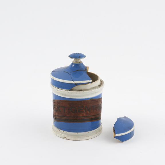 Blue and white earthenware drug jar