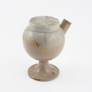 Grey earthenware syrup jar