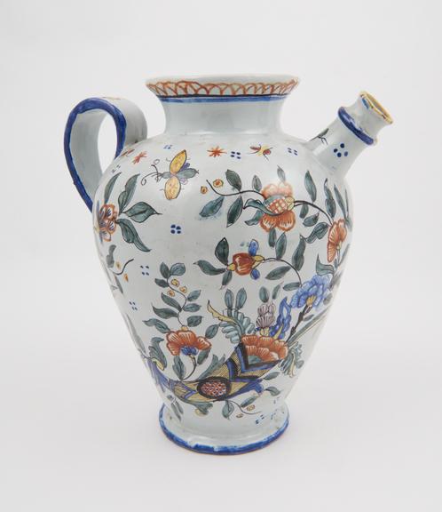 Syrup jar, French, 1783-1840, polychrome faience