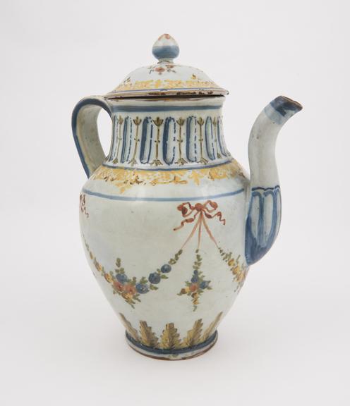 Italian syrup jug, C18 or C19 polychrome maiolica