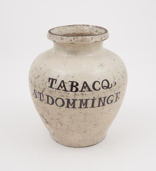 19th century earthenware tobacco jar from one of the  Spanish