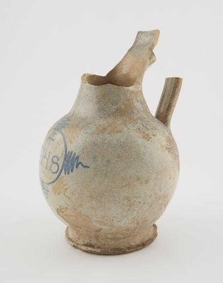 Jug, Italian, 16th century blue and white maiolica