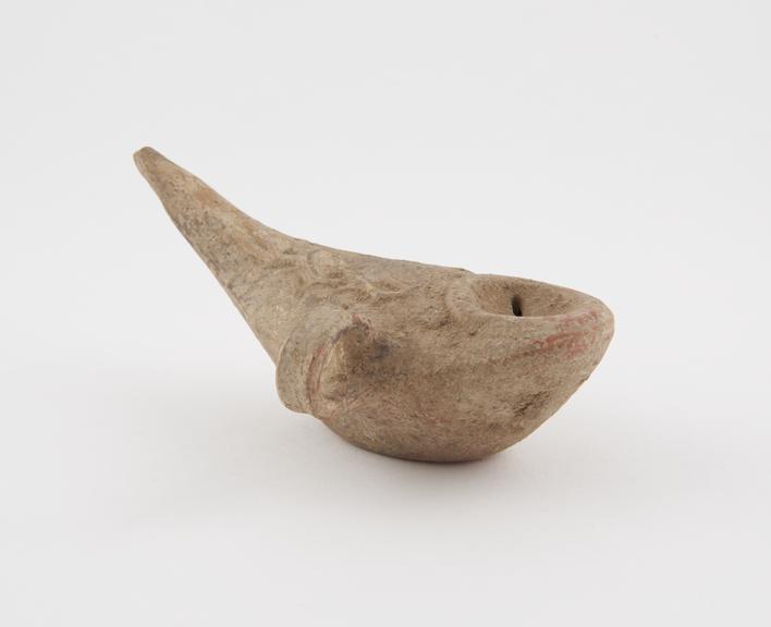 Terracotta oil lamp, Italian, 1300-1500