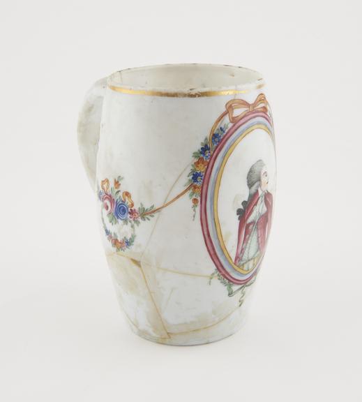 Tankard, polychrome treu porcelain, 1751-1800