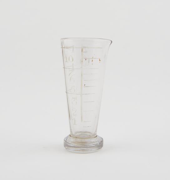 Glass measure, conical shaped with splayed base and lip