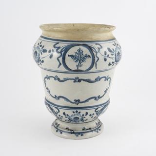Blue and white pharmacy vase