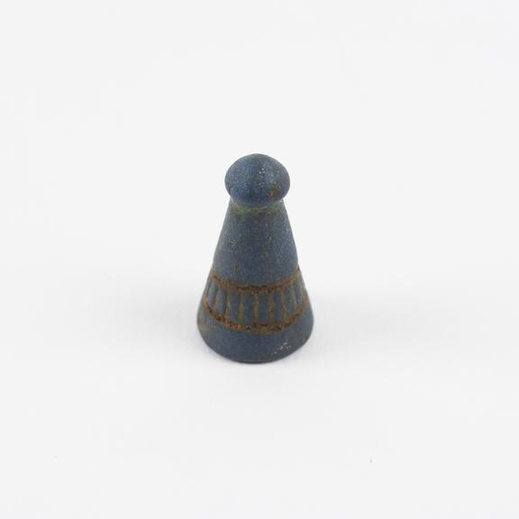 Blue cone earplug with spheroid at vortex