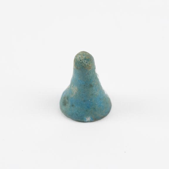 Turquoise earplug, cone with spheroid at vertex