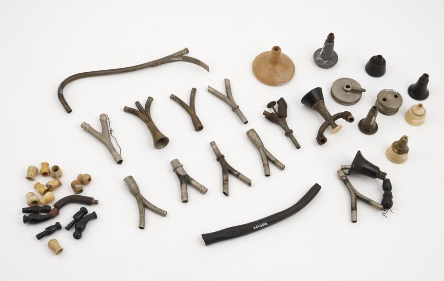 Quantity of stethoscope parts, English (?), 1851-1930