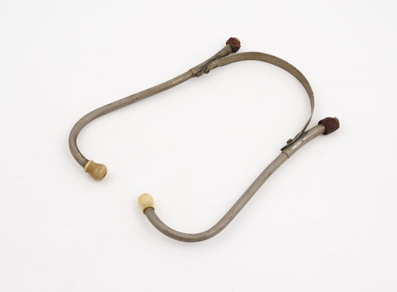 Ear-piece from binaural stethoscope, made by Maw, English