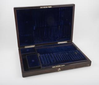 Vesico vaginal instrument set case, English, 1840-1885.