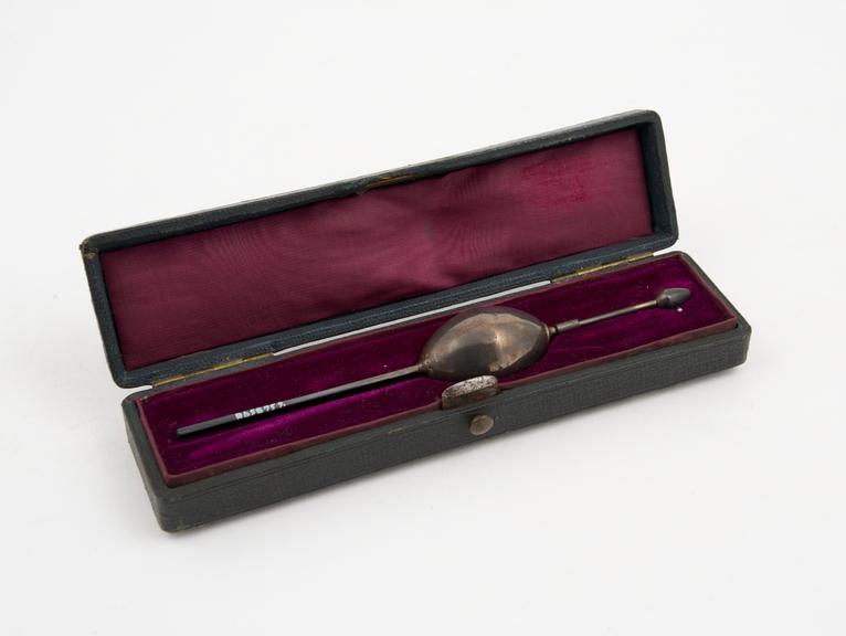 Silver ureometer, for diabetes, cased, French, 1870-1910