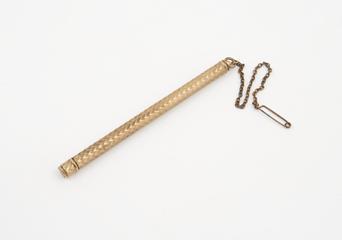 Clinical thermometer with metal case and attached chain