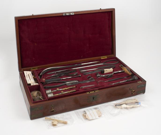 Surgical instrument set, owned by W H Belloff, complete