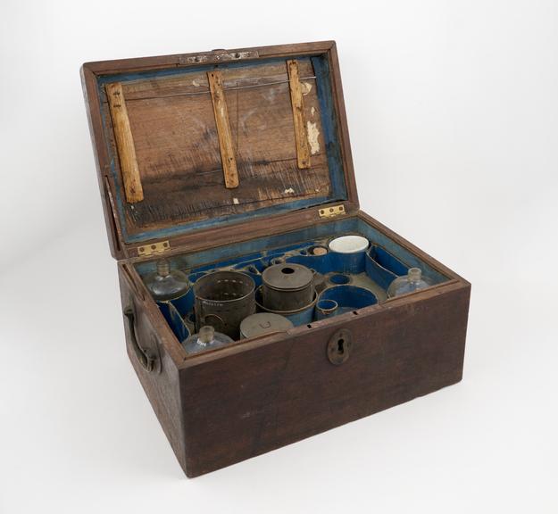 Barber-surgeon's chest, rectangular with hinged lid