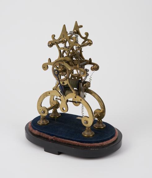 Synchronome self-winding action, on mahogany base