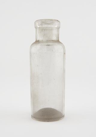 Glass specimen bottle, empty, English, 1901-1940