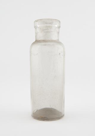 Glass specimen bottle, empty, English, 1901-1940