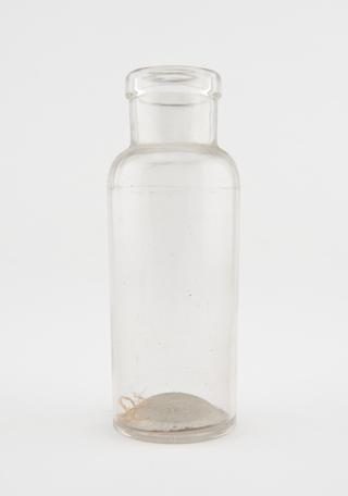 Glass specimen bottle, empty, English, 1901-1940