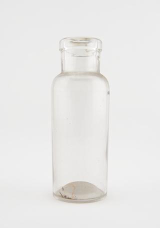 Glass specimen bottle, empty, English, 1901-1940