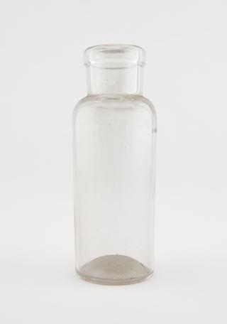 Glass specimen bottle, empty, English, 1901-1940