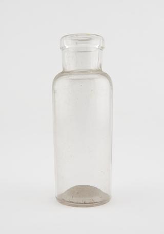 Glass specimen bottle, empty, English, 1901-1940