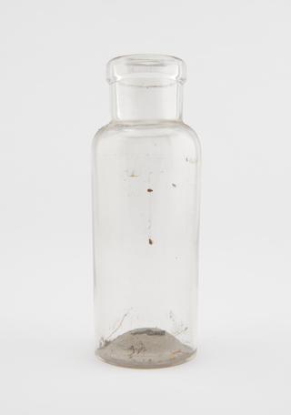 Glass specimen bottle, empty, English, 1901-1940