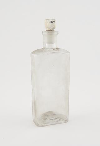 Clear glass medicine bottle, from Savory and Moore, English, 1801-1850
