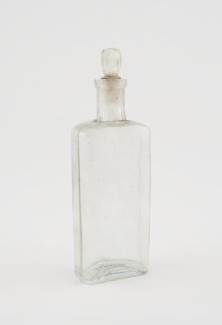 Clear glass medicine bottle, from Savory and Moore, English, 1801-1850