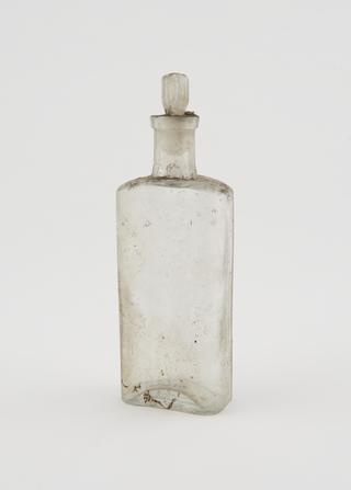 Clear glass medicine bottle, from Savory and Moore, English, 1801-1850