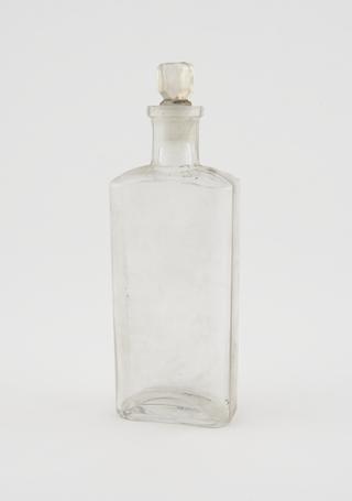 Clear glass medicine bottle, from Savory and Moore, English, 1801-1850