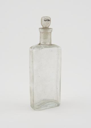 Clear glass medicine bottle, from Savory and Moore, English, 1801-1850