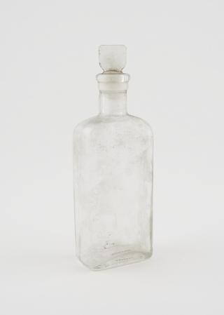 Clear glass medicine bottle, from Savory and Moore, English, 1801-1850