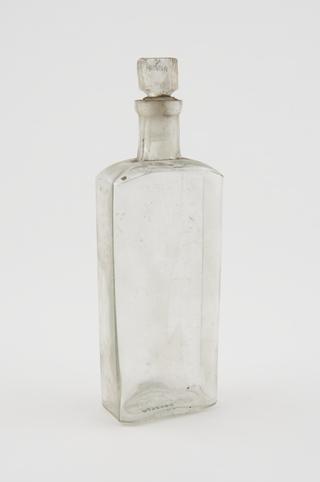 Clear glass medicine bottle, from Savory and Moore, English, 1801-1850