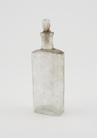 Clear glass medicine bottle, from Savory and Moore, English, 1801-1850