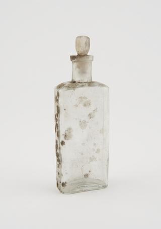Clear glass medicine bottle, from Savory and Moore, English, 1801-1850