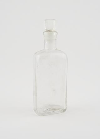 Clear glass medicine bottle, from Savory and Moore, English, 1801-1850