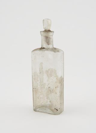 Clear glass medicine bottle, from Savory and Moore, English, 1801-1850