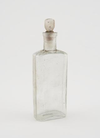 Clear glass medicine bottle, from Savory and Moore, English, 1801-1850