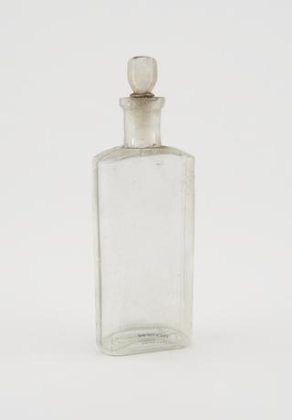 Clear glass medicine bottle, from Savory and Moore, English, 1801-1850