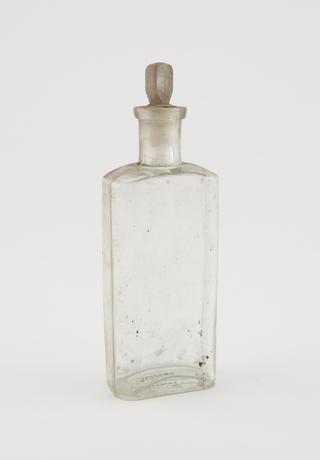 Clear glass medicine bottle, from Savory and Moore, English, 1801-1850
