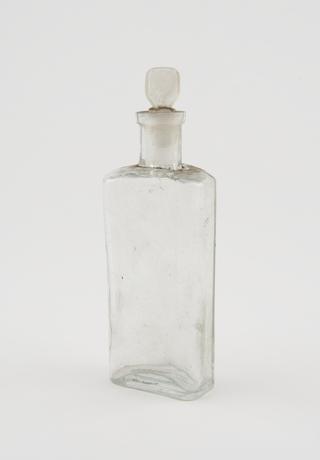 Clear glass medicine bottle, from Savory and Moore, English, 1801-1850