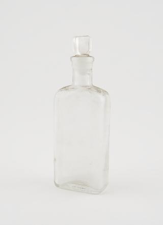 Clear glass medicine bottle, from Savory and Moore, English, 1801-1850