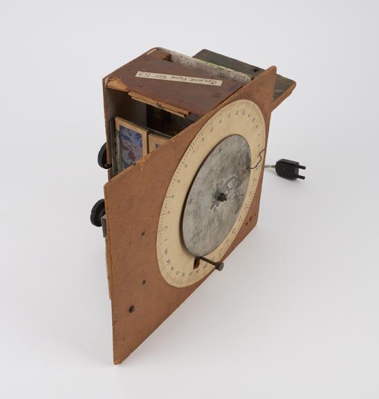 'Colour Test 53': wooden box with sliding coloured 'windows' and rotating dial