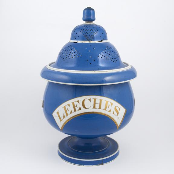 Pharmacy leech jar, fine earthenware, perhaps Staffordshire