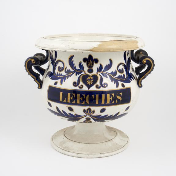 Earthenware leech jar, no lid, English, 19th century