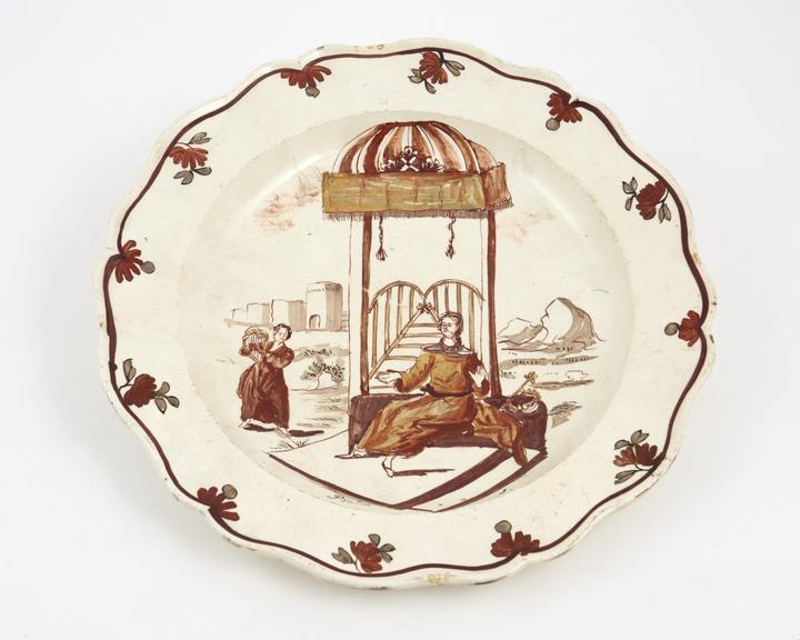 Creamware plate, depicting David soothing Saul