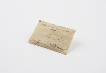 Packet of 39 vaccination points for smallpox vaccination used at Tottenham Court Chapel Station, London, England, 1873