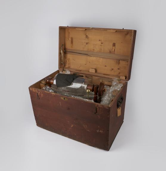 Electrostatic machine, in pieces, wood with glass jars