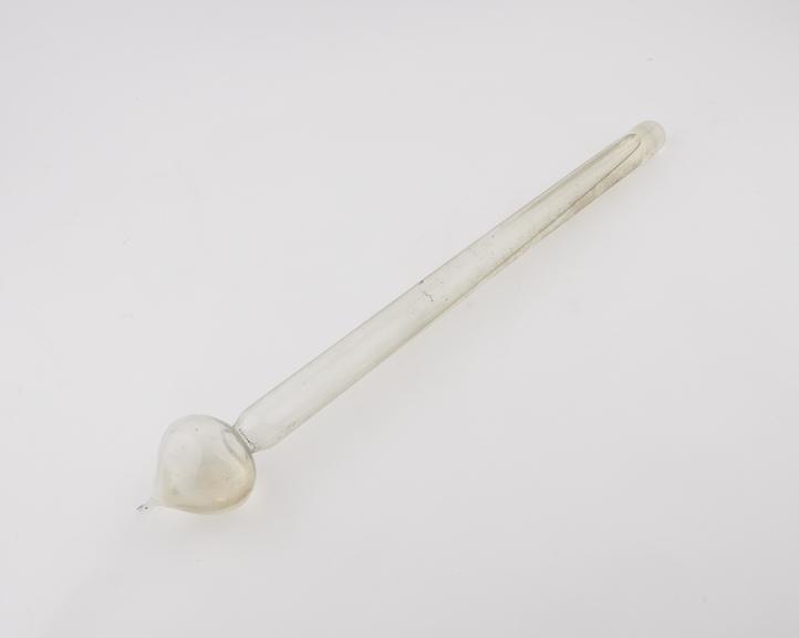 Pulsimeter(?), glass, with colourless liquid, European